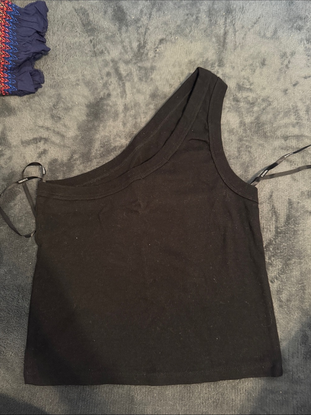 Forever 21 Black One-Shoulder Ribbed Tank Top